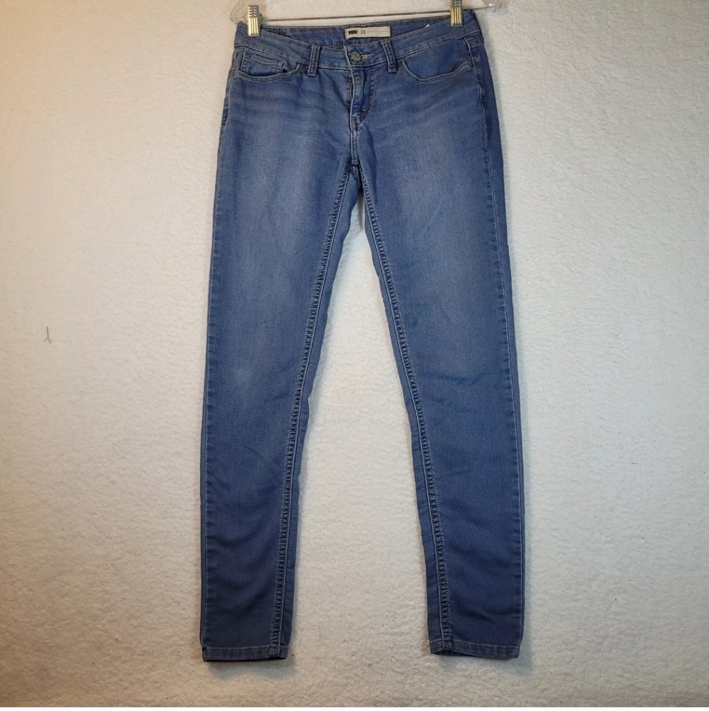 Levi's Skinny mid rise Jeans womans Size 6 28Wx28L  Blue Stretch Denim